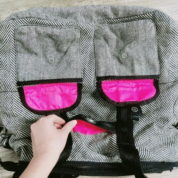 Lululemon Wool Tote Black Gray Pink Big Gym Yoga Laptop Shoulder Bag Vintage - Picture 12 of 13